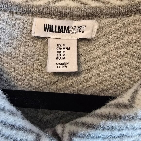 WILLIAM RAST SIZE MEDIUM GRAY WHITE BUTTON UP SWEATER CARDIGAN SOFT POCKETS - Picture 2 of 7
